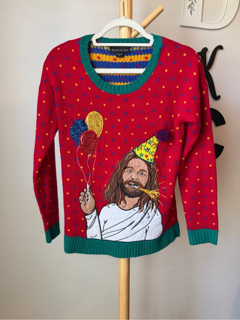 Blizzard Bay Ugly Christmas Sweater Jesus Birthday Boy Women’s Size Small